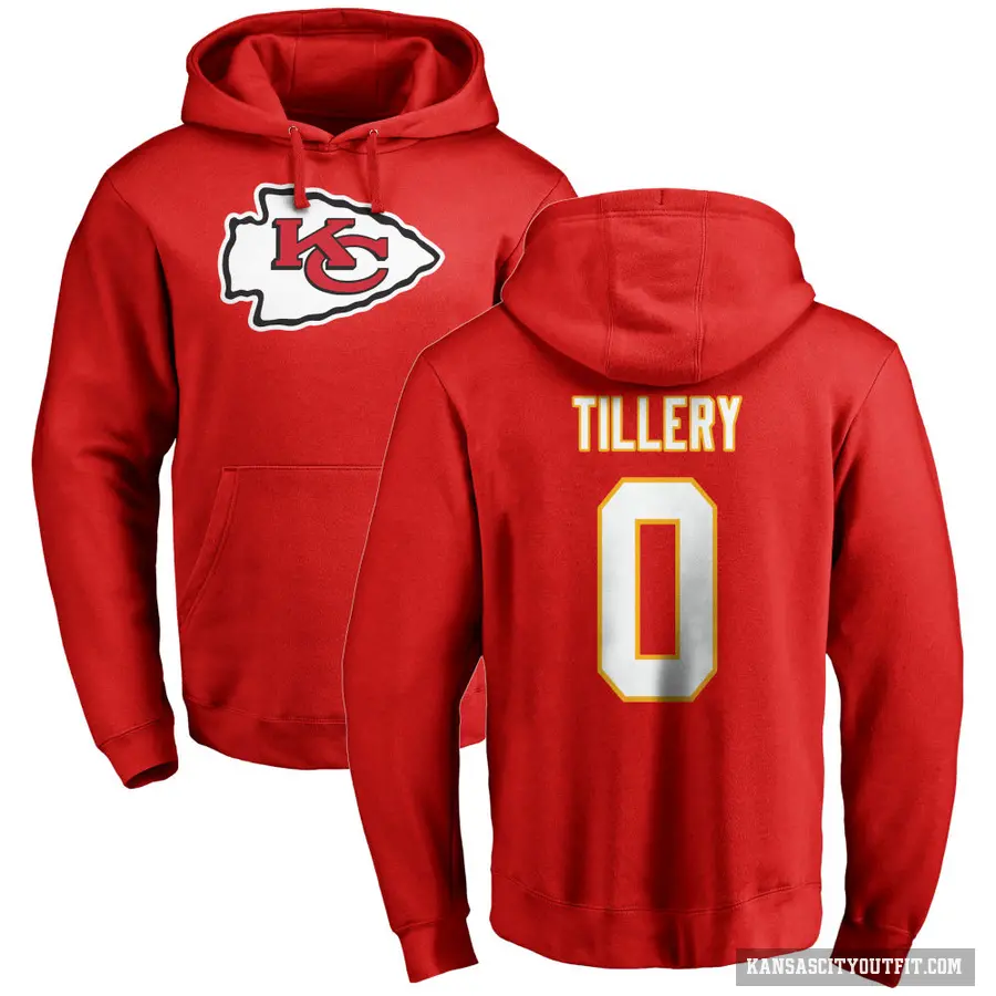 Men's ＃0 Jerry Tillery Kansas City Chiefs Red Pro Line Logo Pullover Hoodie