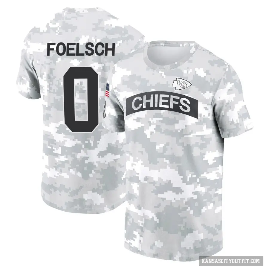 Men's ＃0 Kevin Foelsch Kansas City Chiefs Camo Arctic 2024 Salute to Service Performance T-Shirt