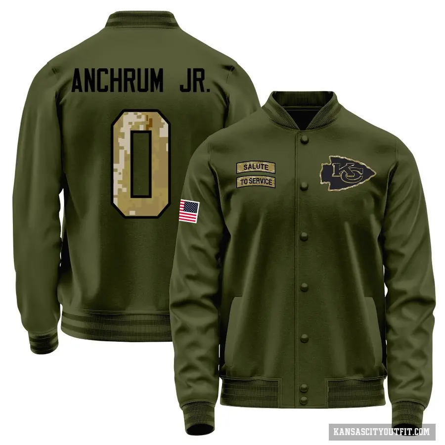 Men's ＃0 Tremayne Anchrum Jr. Kansas City Chiefs Olive Salute to Service Sideline Performance Jacket
