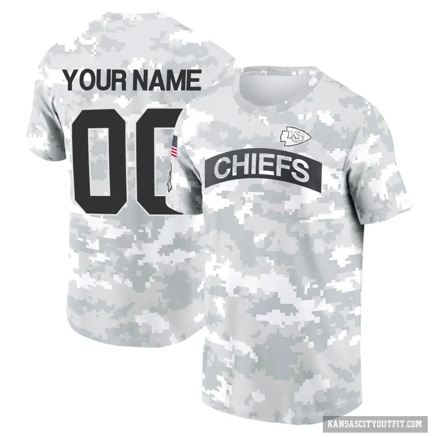 Men's ＃00 Custom Kansas City Chiefs Camo Arctic 2024 Salute to Service Performance T-Shirt