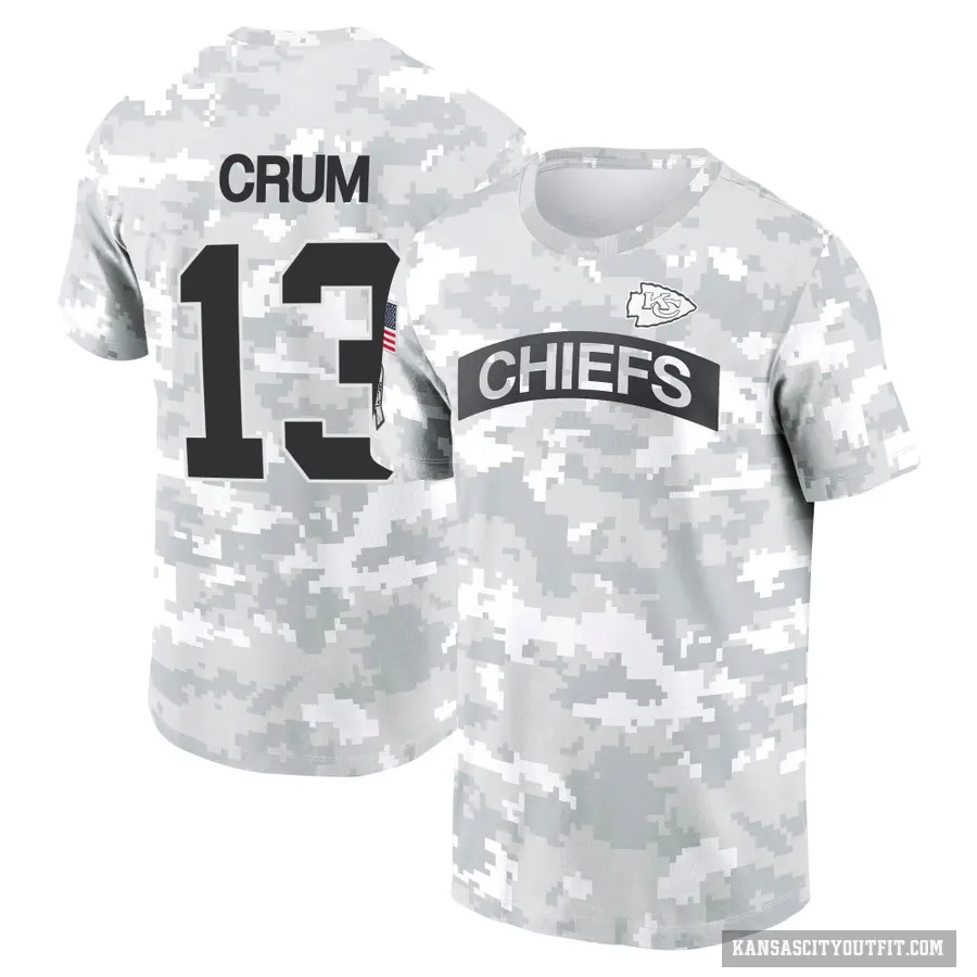 Men's ＃13 Dustin Crum Kansas City Chiefs Camo Arctic 2024 Salute to Service Performance T-Shirt