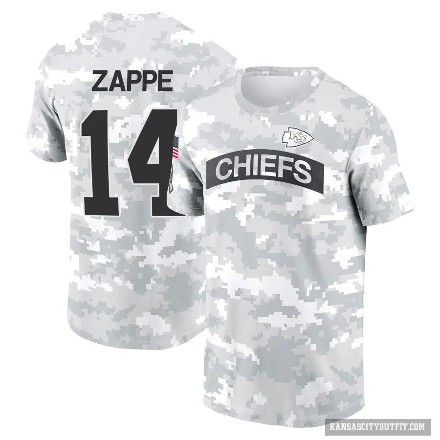 Men's ＃14 Bailey Zappe Kansas City Chiefs Camo Arctic 2024 Salute to Service Performance T-Shirt