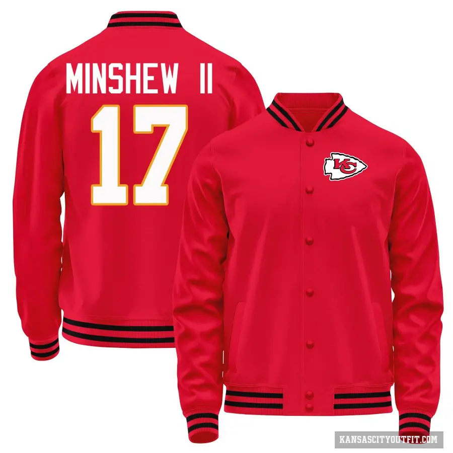 Men's ＃17 Gardner Minshew Kansas City Chiefs Red Full-Snap Name & Number Jacket