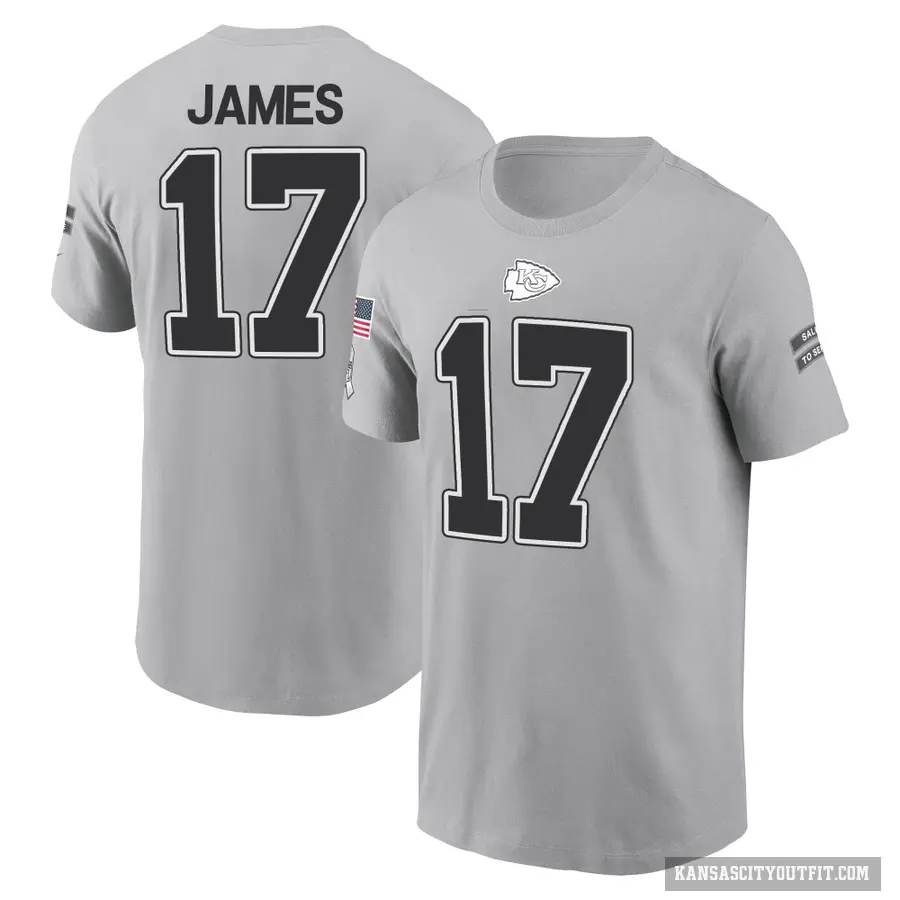 Men's ＃17 Richie James Kansas City Chiefs Gray 2024 Salute to Service T-Shirt