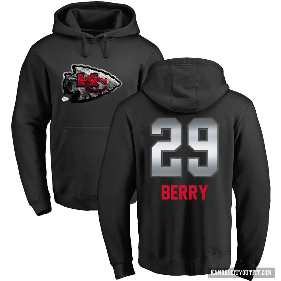 Men's ＃29 Eric Berry Kansas City Chiefs Black Midnight Mascot Pullover Hoodie