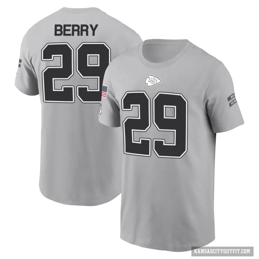 Men's ＃29 Eric Berry Kansas City Chiefs Gray 2024 Salute to Service T-Shirt