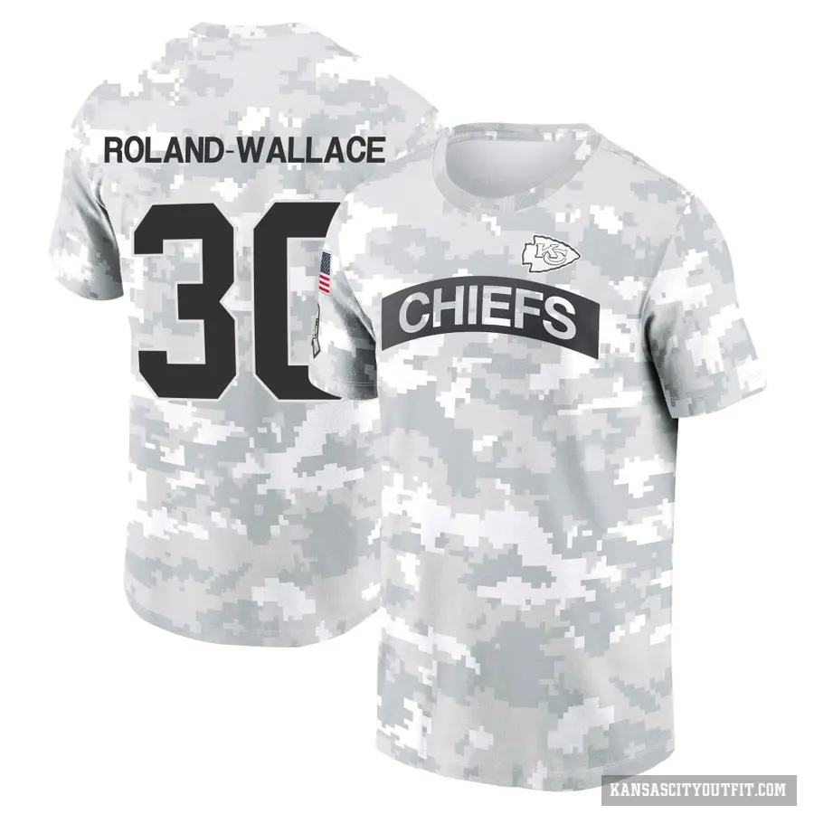 Men's ＃30 Christian Roland-Wallace Kansas City Chiefs Camo Arctic 2024 Salute to Service Performance T-Shirt
