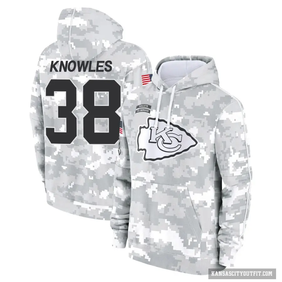 Men's ＃38 Kevin Knowles II Kansas City Chiefs Arctic Camo 2024 Salute to Service Club Fleece Pullover Hoodie