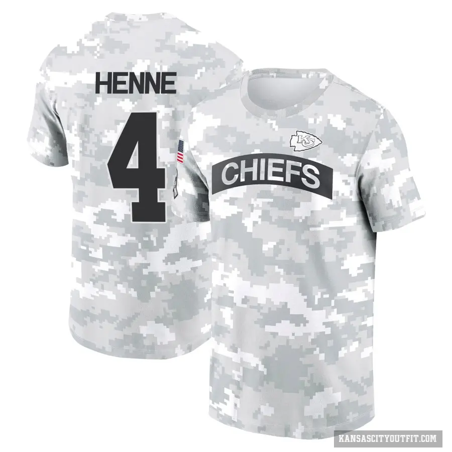 Men's ＃4 Chad Henne Kansas City Chiefs Camo Arctic 2024 Salute to Service Performance T-Shirt