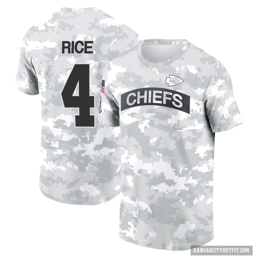 Men's ＃4 Rashee Rice Kansas City Chiefs Camo Arctic 2024 Salute to Service Performance T-Shirt