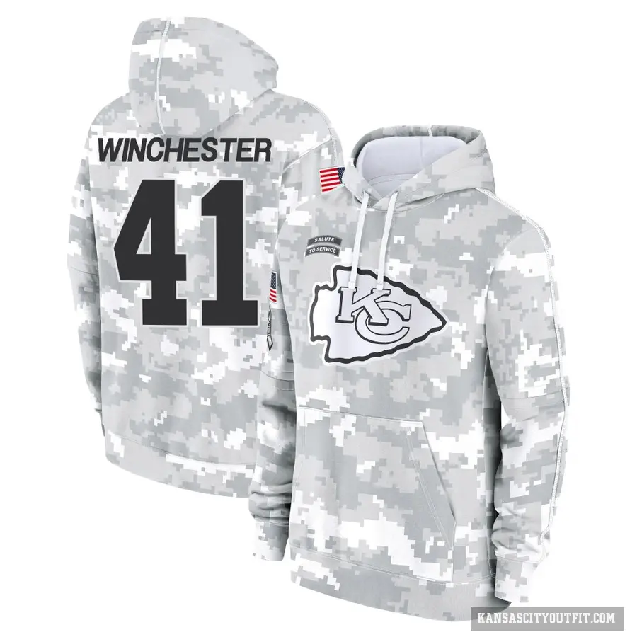 Men's ＃41 James Winchester Kansas City Chiefs Arctic Camo 2024 Salute to Service Club Fleece Pullover Hoodie