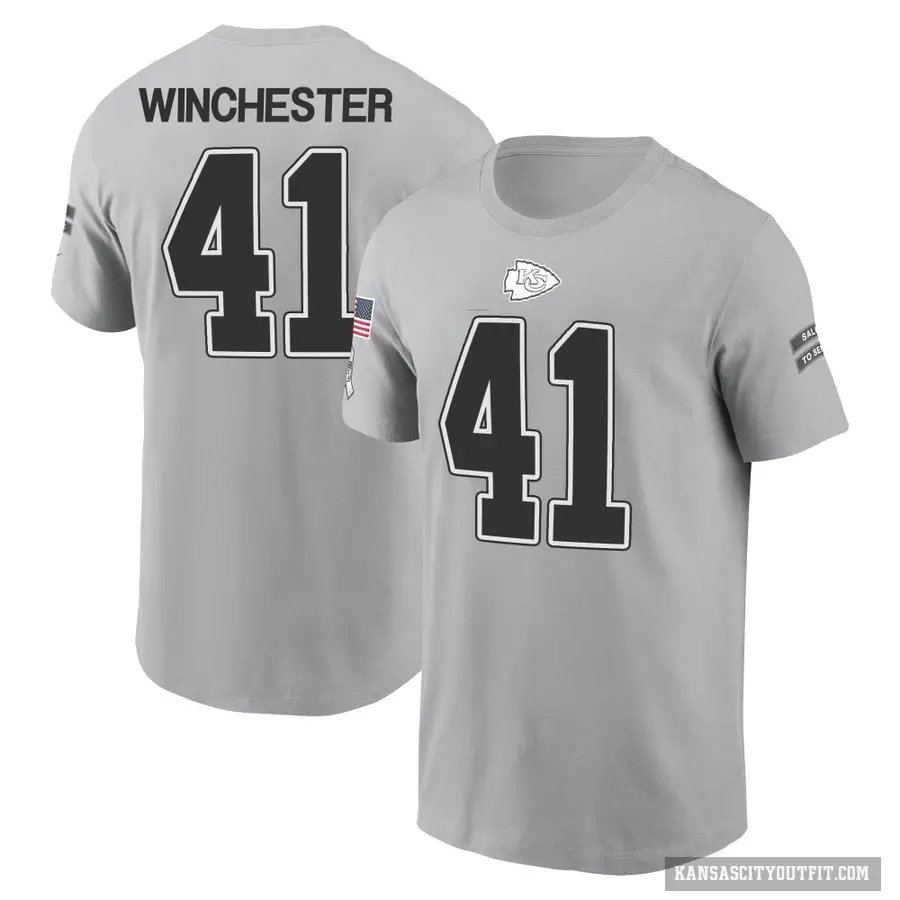 Men's ＃41 James Winchester Kansas City Chiefs Gray 2024 Salute to Service T-Shirt
