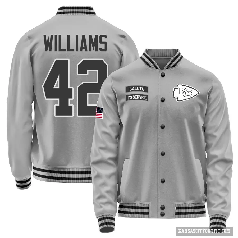 Men's ＃42 Major Williams Kansas City Chiefs Gray Salute to Service Performance Jacket