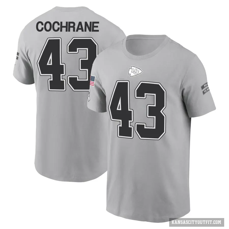 Men's ＃43 Jack Cochrane Kansas City Chiefs Gray 2024 Salute to Service T-Shirt