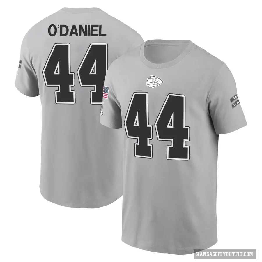Men's ＃44 Dorian O'Daniel Kansas City Chiefs Gray 2024 Salute to Service T-Shirt