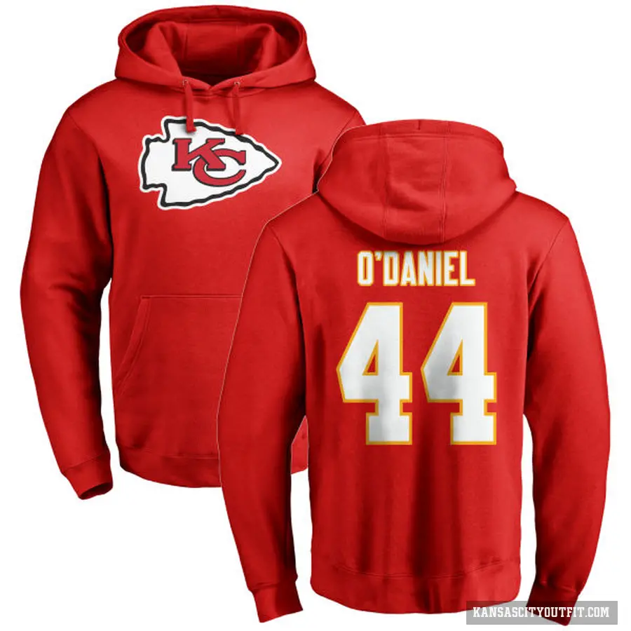 Men's ＃44 Dorian O'Daniel Kansas City Chiefs Red Pro Line Logo Pullover Hoodie