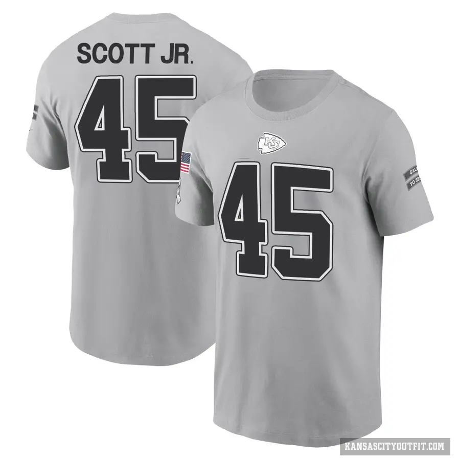 Men's ＃45 Eric Scott Jr. Kansas City Chiefs Gray 2024 Salute to Service T-Shirt