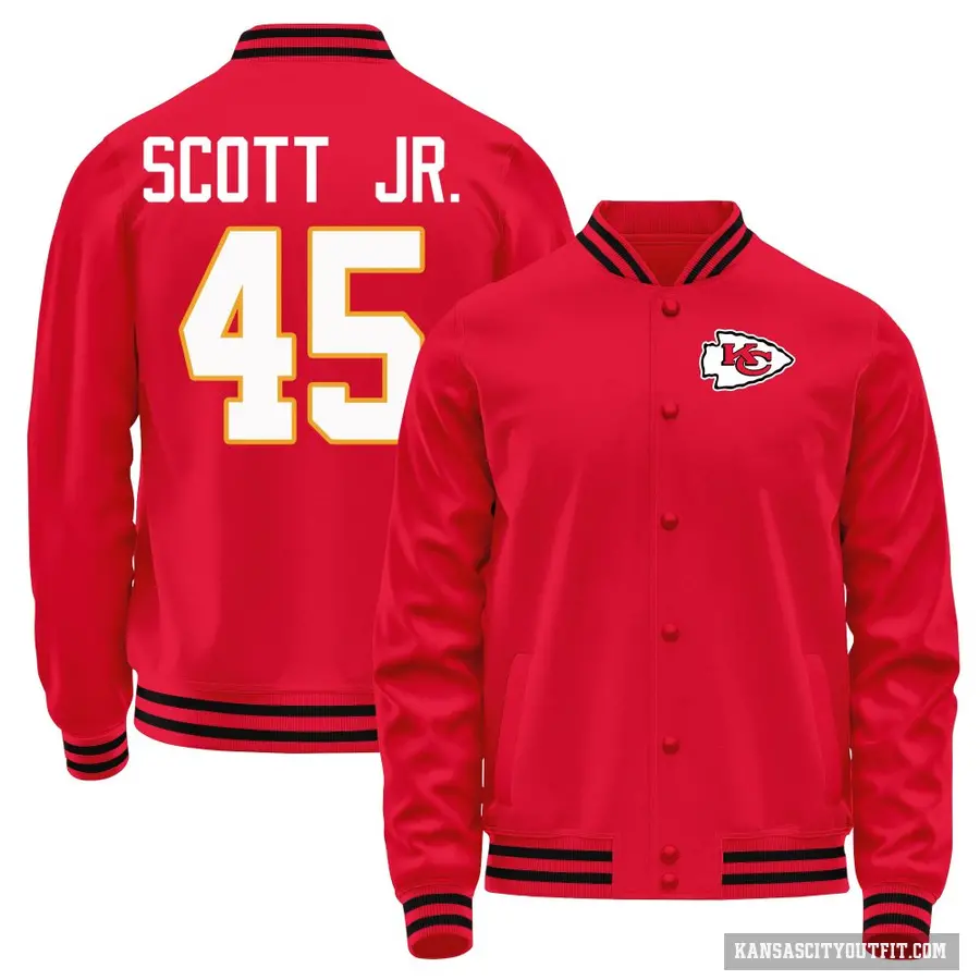 Men's ＃45 Eric Scott Jr. Kansas City Chiefs Red Full-Snap Name & Number Jacket