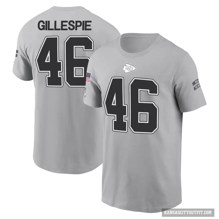 Men's ＃46 Tyree Gillespie Kansas City Chiefs Gray 2024 Salute to Service T-Shirt