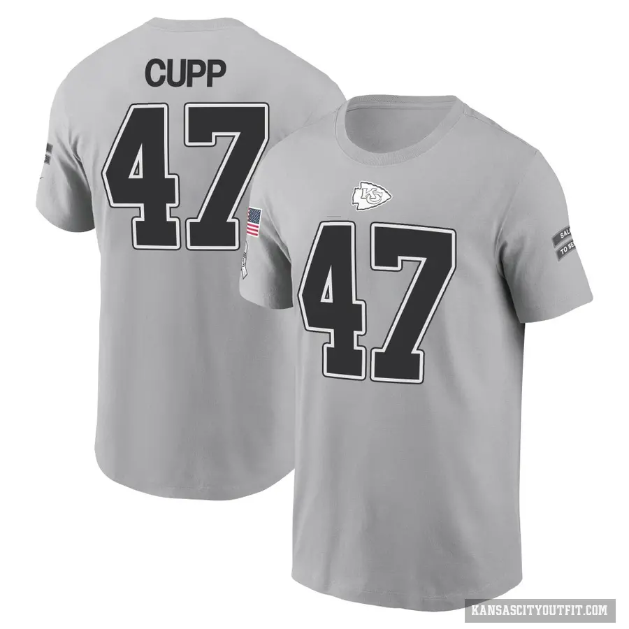 Men's ＃47 Baylor Cupp Kansas City Chiefs Gray 2024 Salute to Service T-Shirt