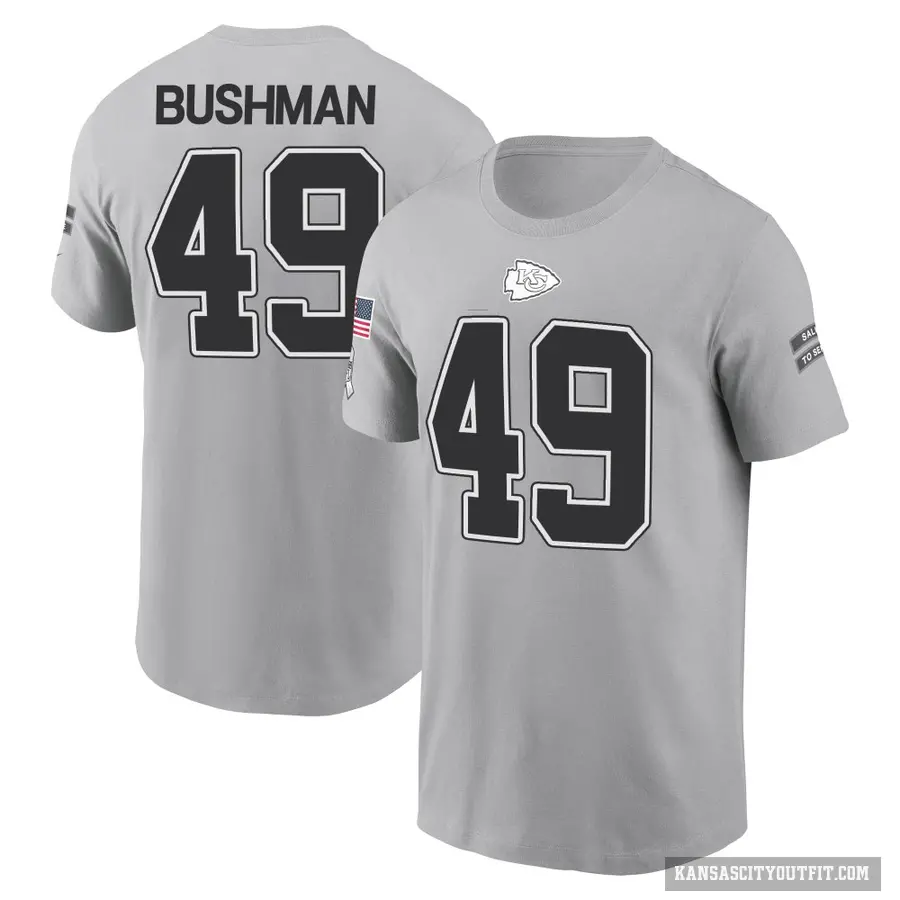 Men's ＃49 Matt Bushman Kansas City Chiefs Gray 2024 Salute to Service T-Shirt