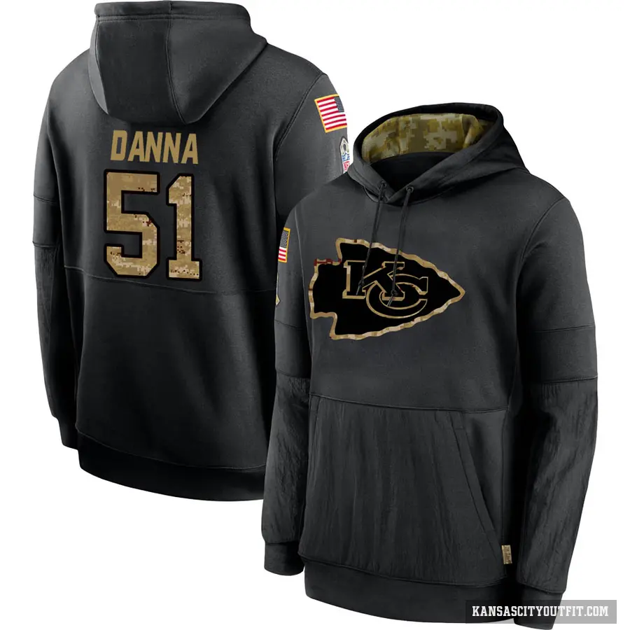 Men's ＃51 Mike Danna Kansas City Chiefs Black 2020 Salute to Service Sideline Performance Pullover Hoodie