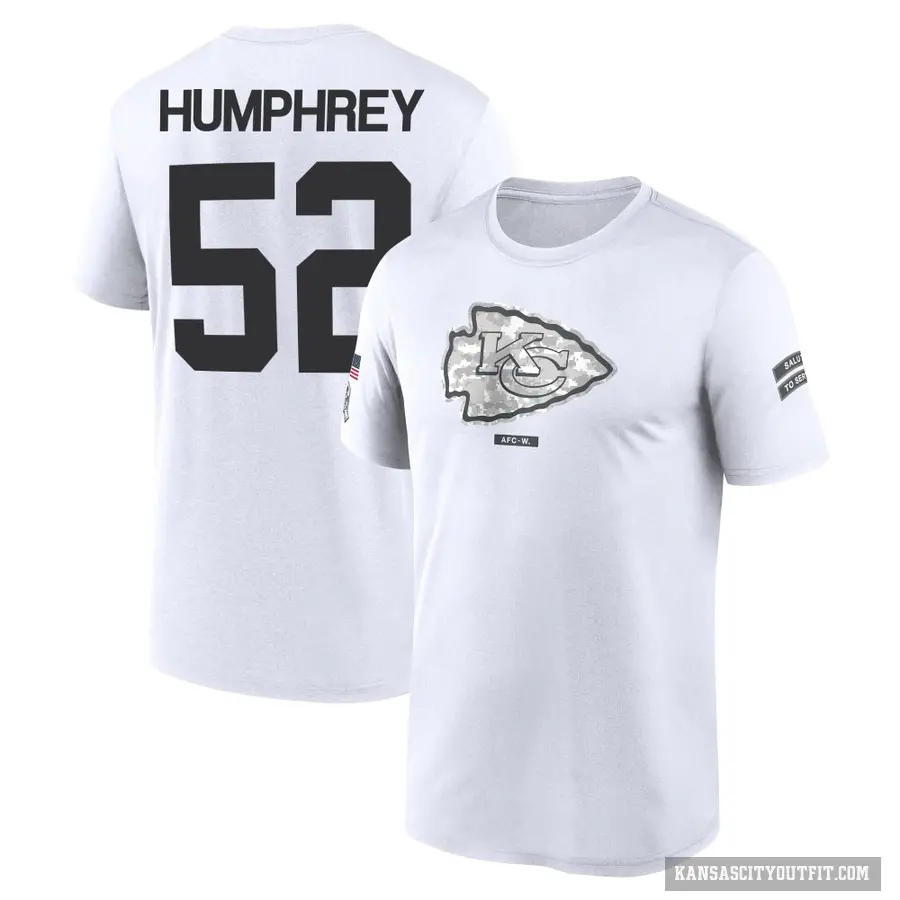 Men's ＃52 Creed Humphrey Kansas City Chiefs White 2024 Salute to Service Performance T-Shirt