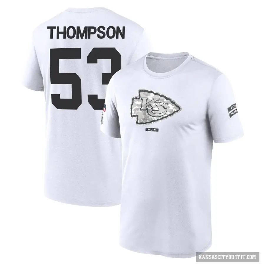Men's ＃53 BJ Thompson Kansas City Chiefs White 2024 Salute to Service Performance T-Shirt