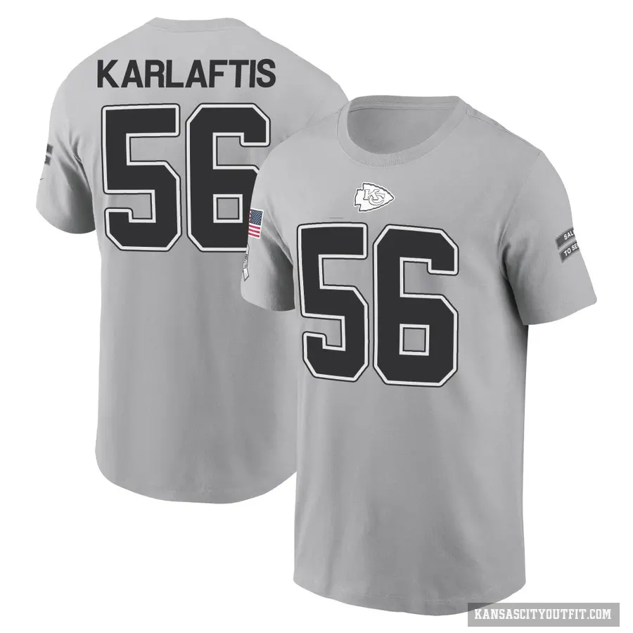 Men's ＃56 George Karlaftis Kansas City Chiefs Gray 2024 Salute to Service T-Shirt
