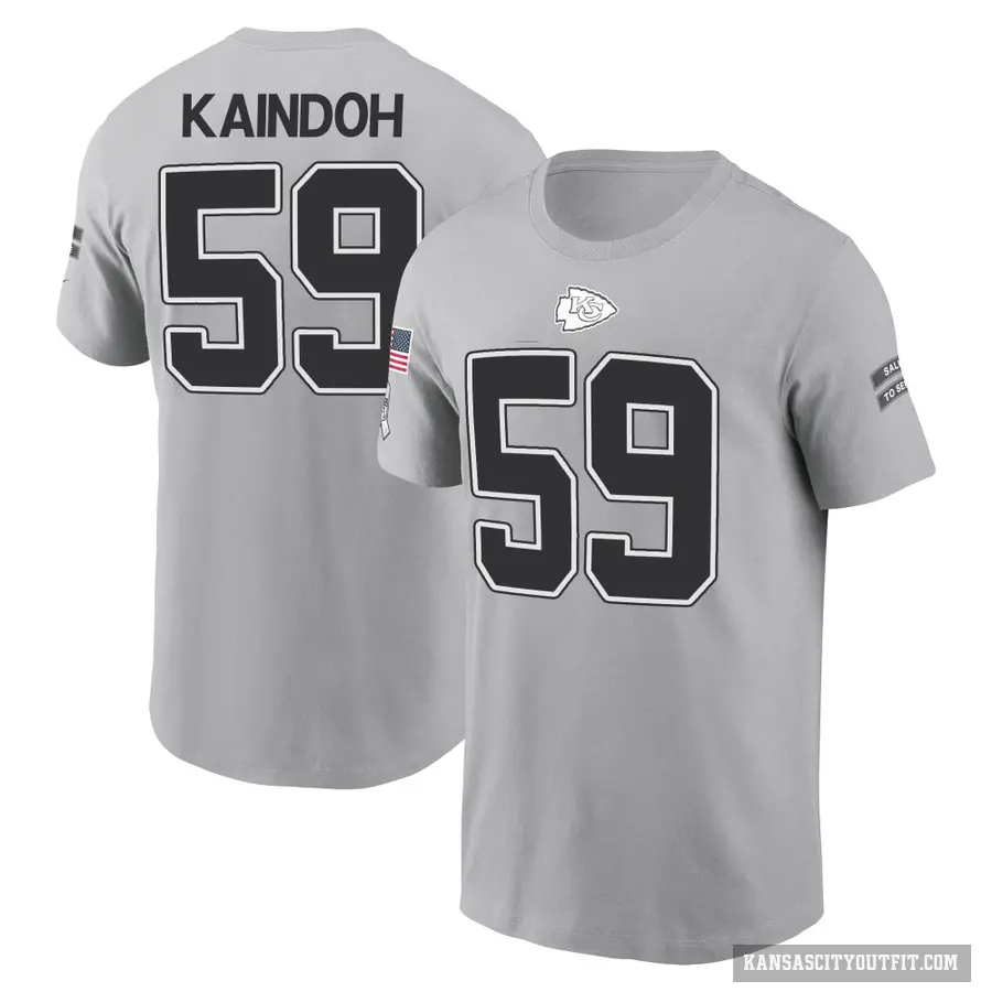 Men's ＃59 Joshua Kaindoh Kansas City Chiefs Gray 2024 Salute to Service T-Shirt