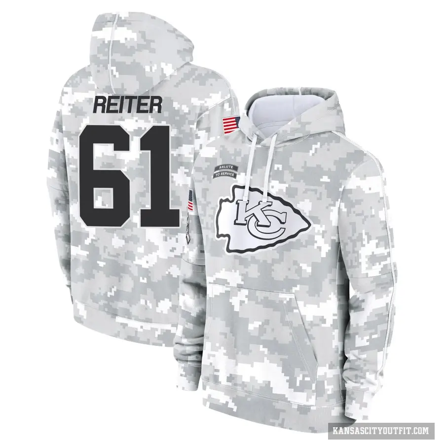 Men's ＃61 Austin Reiter Kansas City Chiefs Arctic Camo 2024 Salute to Service Club Fleece Pullover Hoodie
