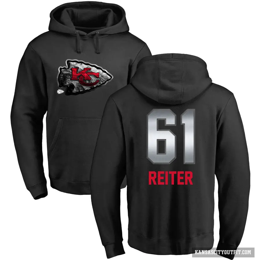 Men's ＃61 Austin Reiter Kansas City Chiefs Black Midnight Mascot Pullover Hoodie