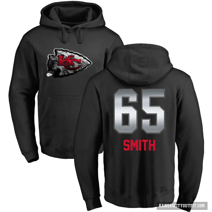 Men's ＃65 Trey Smith Kansas City Chiefs Black Midnight Mascot Pullover Hoodie