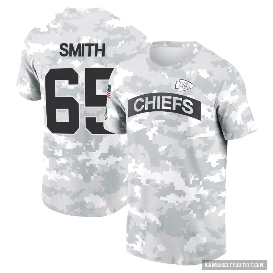 Men's ＃65 Trey Smith Kansas City Chiefs Camo Arctic 2024 Salute to Service Performance T-Shirt