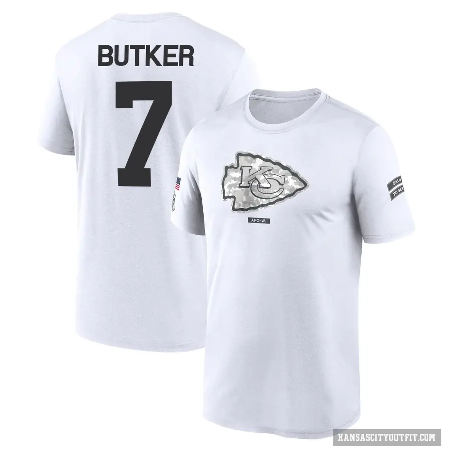 Men's ＃7 Harrison Butker Kansas City Chiefs White 2024 Salute to Service Performance T-Shirt