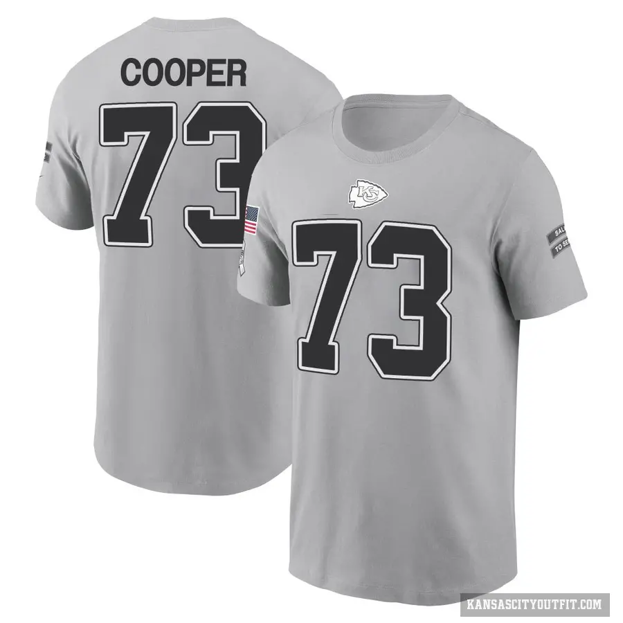 Men's ＃73 Dalton Cooper Kansas City Chiefs Gray 2024 Salute to Service T-Shirt