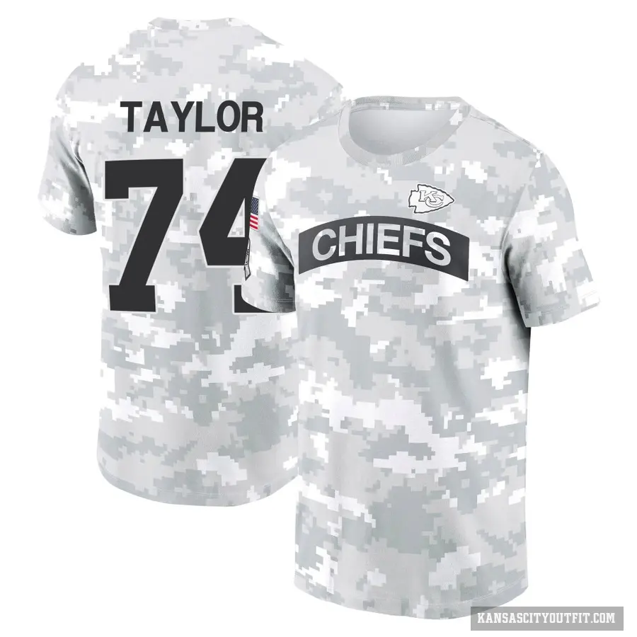 Men's ＃74 Jawaan Taylor Kansas City Chiefs Camo Arctic 2024 Salute to Service Performance T-Shirt