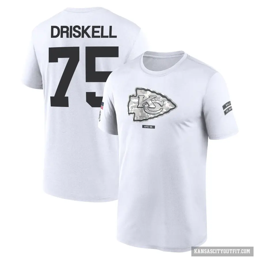 Men's ＃75 Ethan Driskell Kansas City Chiefs White 2024 Salute to Service Performance T-Shirt