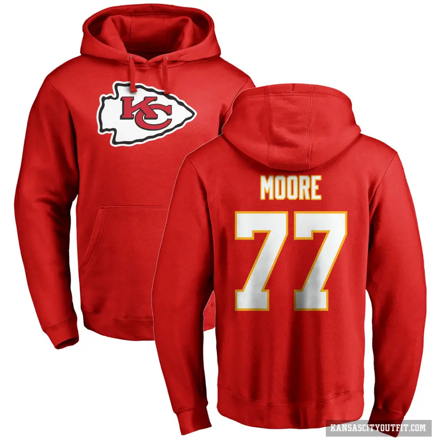 Men's ＃77 Jaylon Moore Kansas City Chiefs Red Pro Line Logo Pullover Hoodie