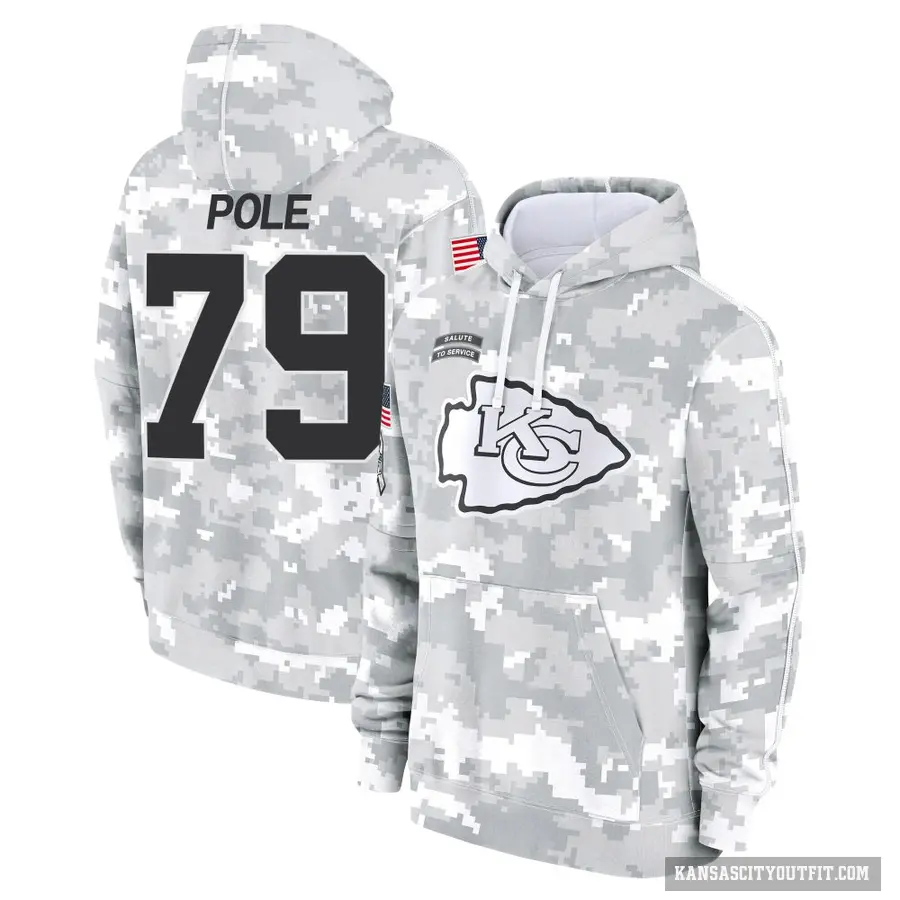 Men's ＃79 Esa Pole Kansas City Chiefs Arctic Camo 2024 Salute to Service Club Fleece Pullover Hoodie