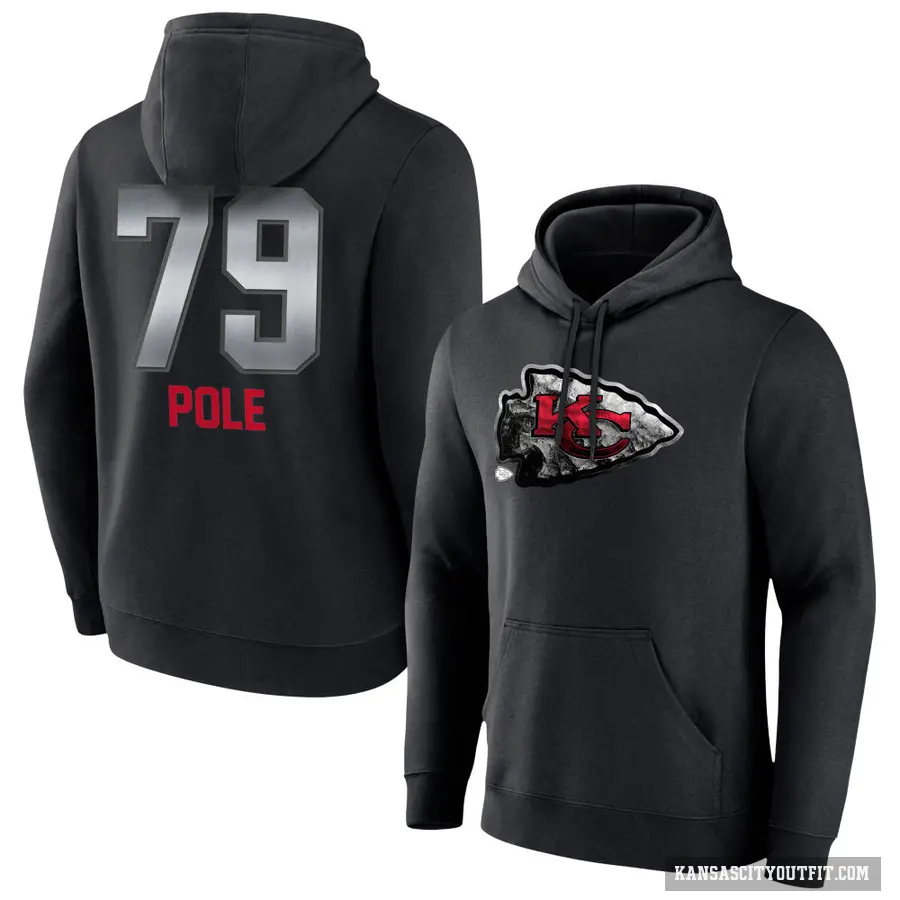 Men's ＃79 Esa Pole Kansas City Chiefs Black Midnight Mascot Pullover Hoodie