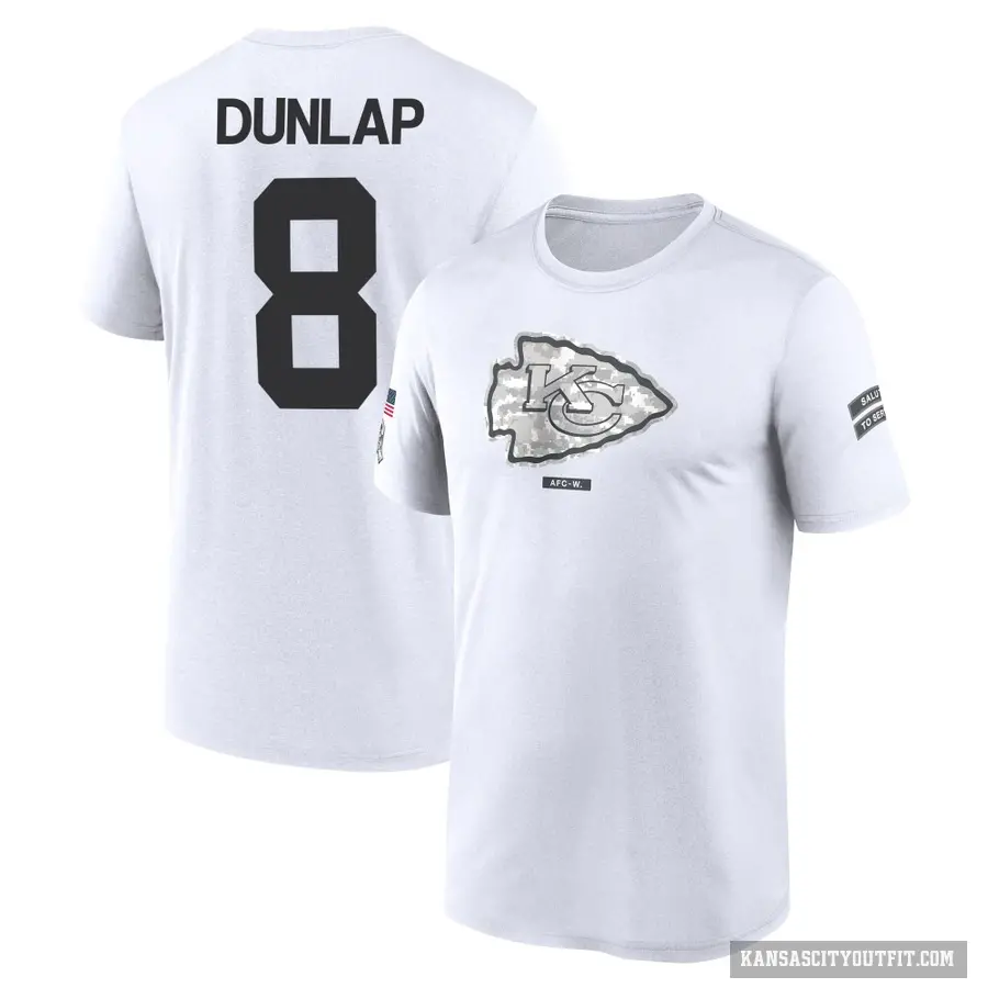 Men's ＃8 Carlos Dunlap Kansas City Chiefs White 2024 Salute to Service Performance T-Shirt