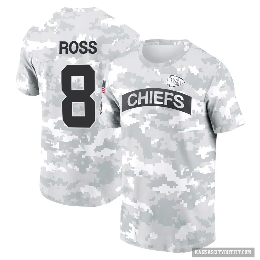 Men's ＃8 Justyn Ross Kansas City Chiefs Camo Arctic 2024 Salute to Service Performance T-Shirt