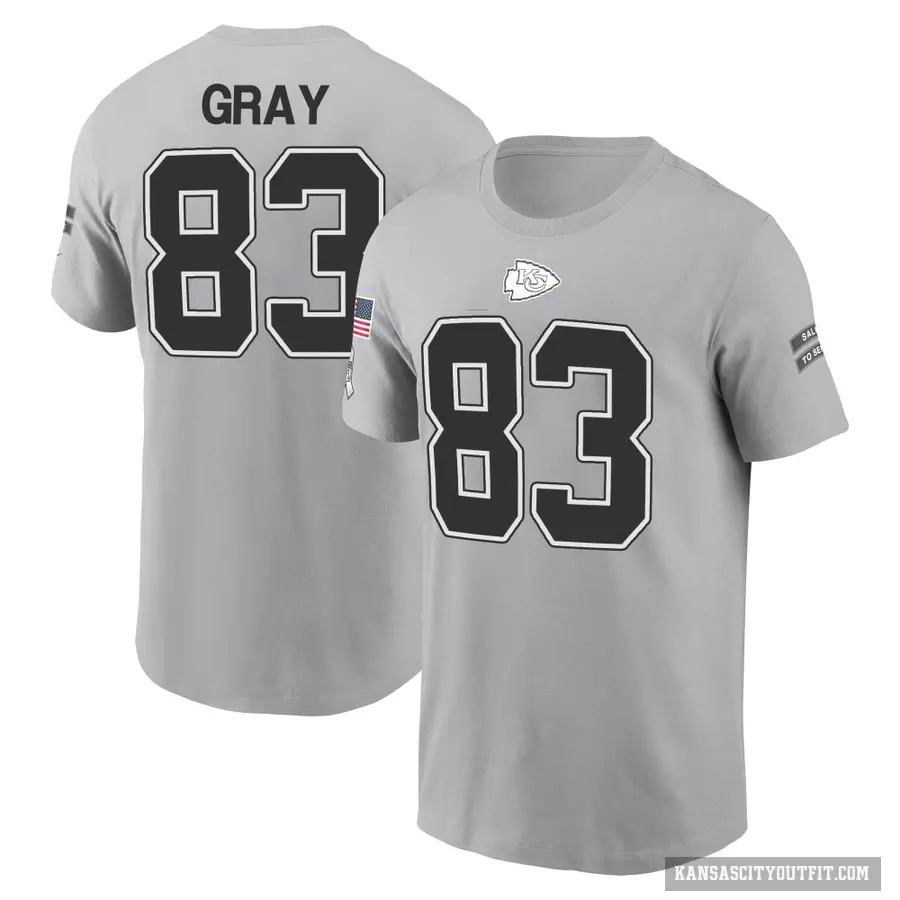 Men's ＃83 Noah Gray Kansas City Chiefs Gray 2024 Salute to Service T-Shirt