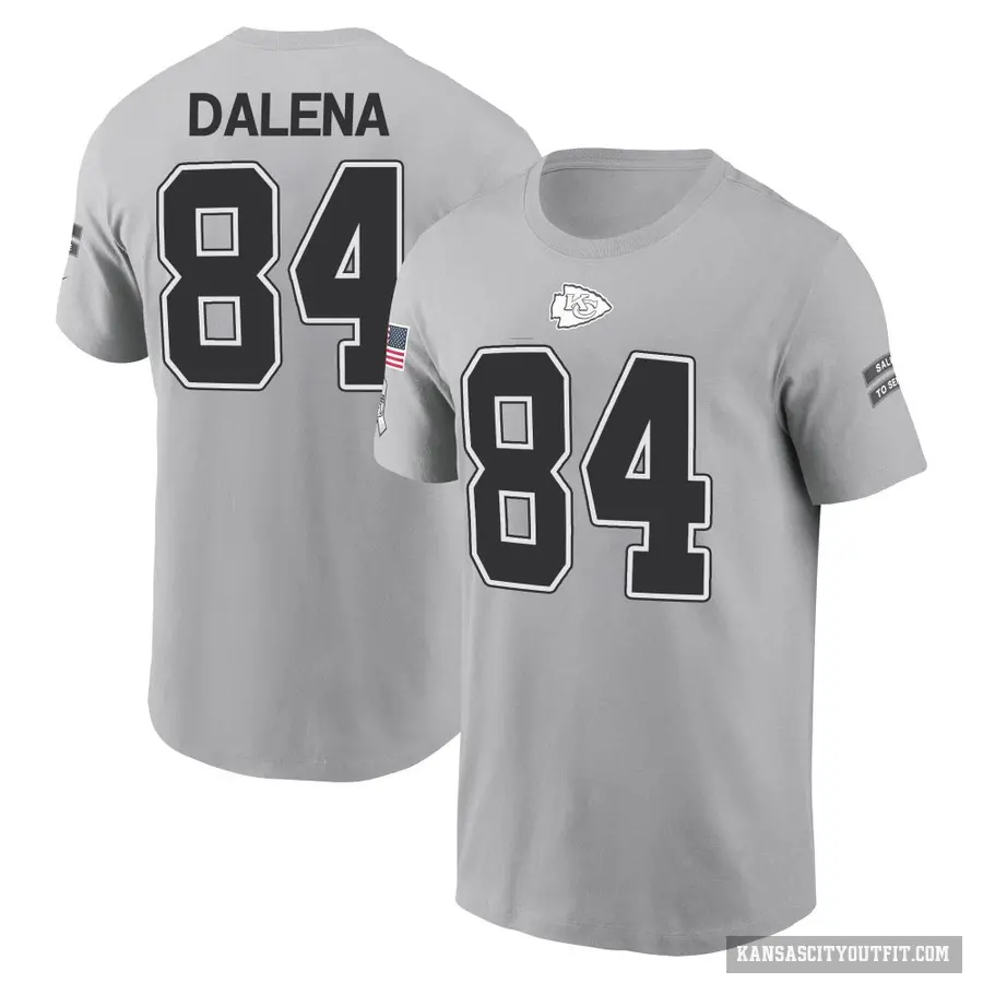 Men's ＃84 Mac Dalena Kansas City Chiefs Gray 2024 Salute to Service T-Shirt