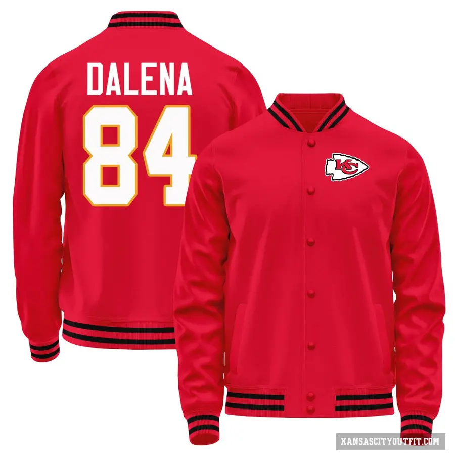 Men's ＃84 Mac Dalena Kansas City Chiefs Red Full-Snap Name & Number Jacket