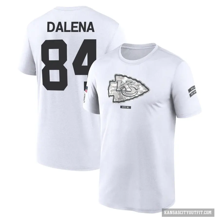 Men's ＃84 Mac Dalena Kansas City Chiefs White 2024 Salute to Service Performance T-Shirt