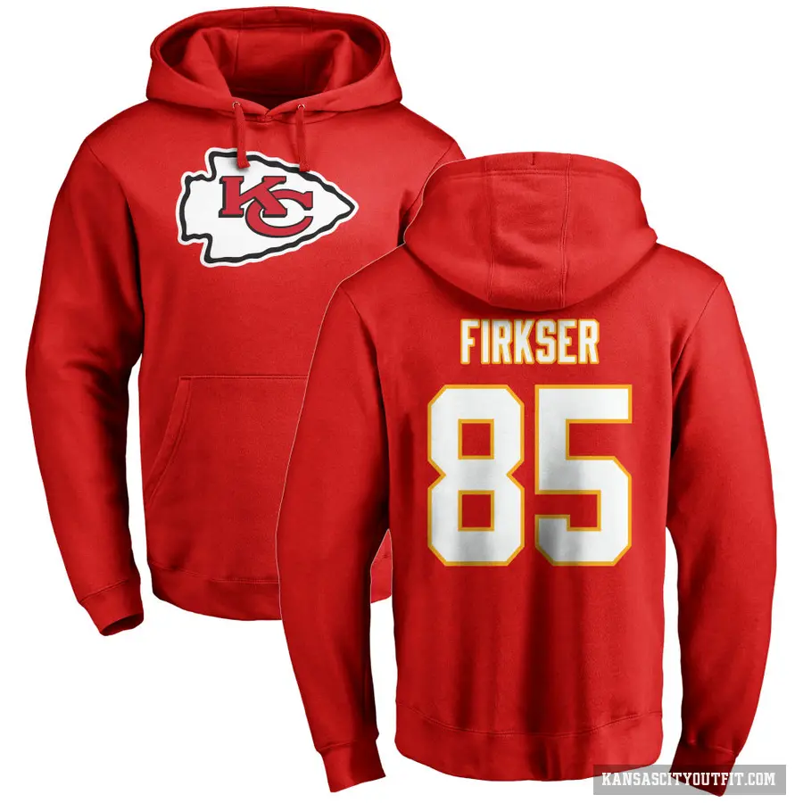 Men's ＃85 Anthony Firkser Kansas City Chiefs Red Pro Line Logo Pullover Hoodie