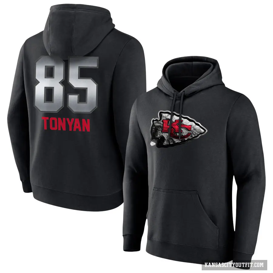 Men's ＃85 Robert Tonyan Kansas City Chiefs Black Midnight Mascot Pullover Hoodie