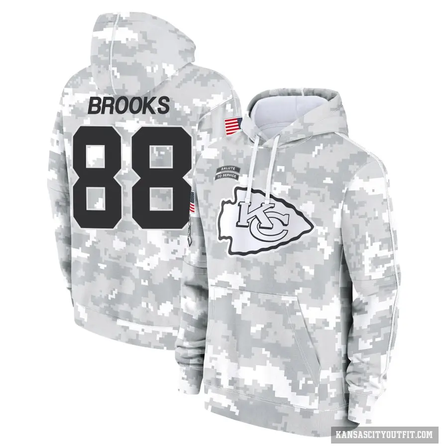 Men's ＃88 Phillip Brooks Kansas City Chiefs Arctic Camo 2024 Salute to Service Club Fleece Pullover Hoodie